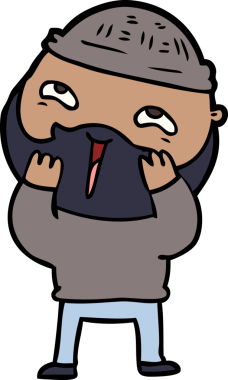 Bir insan tarafından çizilmiş mutlu sakallı bir adam.