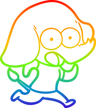 Gökkuşağı gradyan çizgisi bir insan tarafından çizilmiş şirin bir fil çizimi