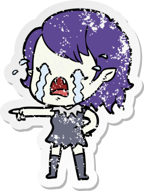 Bir insan tarafından çizilmiş ağlayan vampir bir karikatür çıkartması.