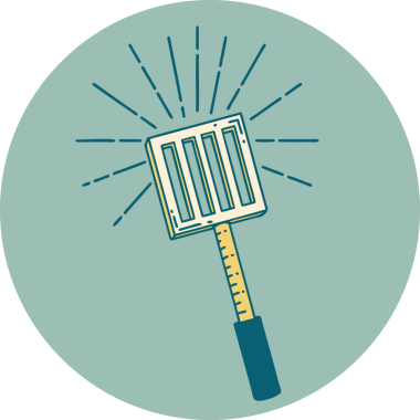 Bir insan tarafından çizilmiş dövme stili mutfak spatulasının simgesi