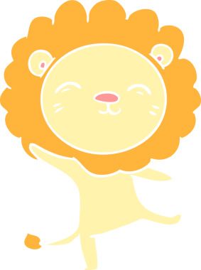 Bir insan tarafından çizilmiş düz renkli çizgi film aslanı