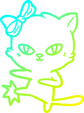 Bir insan tarafından çizilmiş bir çizgi film kedisinin soğuk gradyan çizgisi.