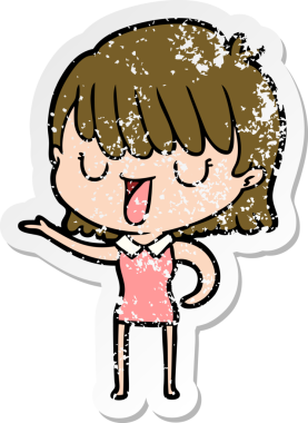 Bir insan tarafından çizilmiş karikatür bir kadının sıkıntılı çıkartması.