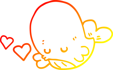 Bir insan tarafından çizilmiş çizgi film balinasının sıcak çizgi çizimi.