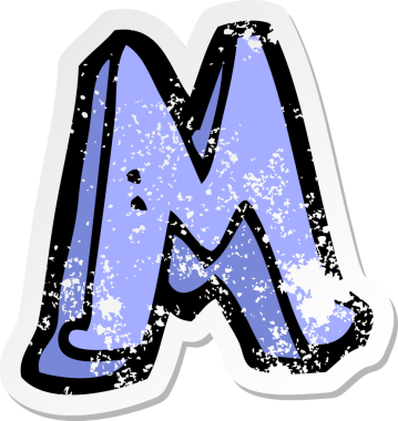 Bir insan tarafından çizilmiş M harfinin gerilimli yapıştırması.