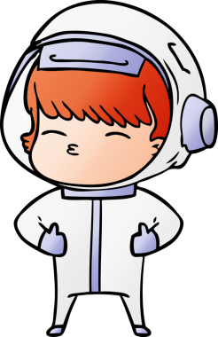 Bir insan tarafından çizilmiş meraklı astronot çizgi filmi.