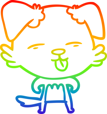 gökkuşağı gradyan çizgi çizimi bir insan tarafından çizilmiş dili dışarı çıkaran bir köpek