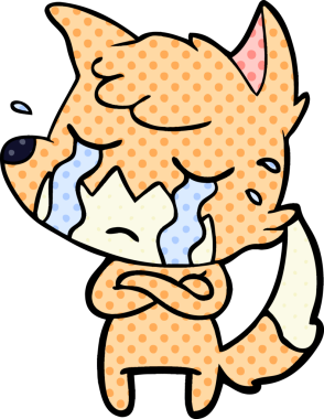 Bir insan tarafından çizilmiş ağlayan tilki çizgi filmi.