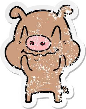 Bir insan tarafından çizilmiş sinirli bir domuzun sıkıntılı çıkartması.