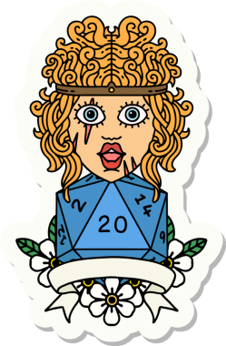 Bir insan tarafından çizilmiş 20 zarlı bir insan barbarının çıkartması.