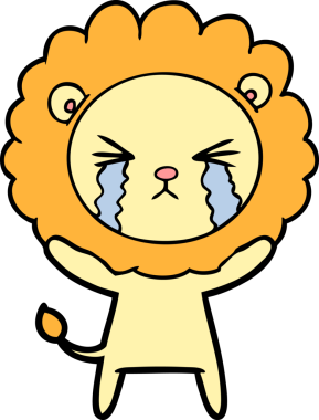 Bir insan tarafından çizilmiş ağlayan bir aslan.