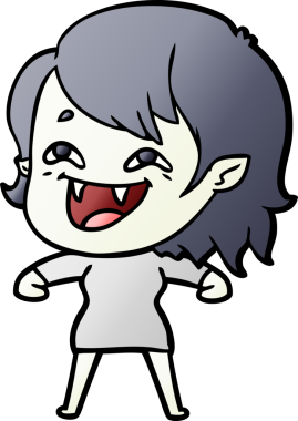 Bir insan tarafından çizilmiş gülen vampir kız çizgi filmi.