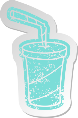 Bir insan tarafından çizilmiş sıkıntılı, eski bir fast food etiketi.