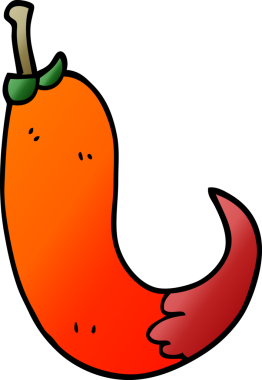 Bir insan tarafından çizilmiş kırmızı acı biber.