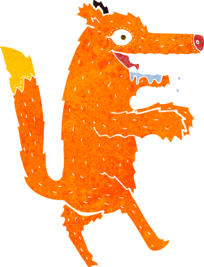 Bir insan tarafından çizilmiş aç tilki çizgi filmi.