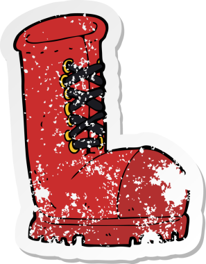 Bir insan tarafından çizilmiş eski bir çizmenin gerilimli çıkartması.