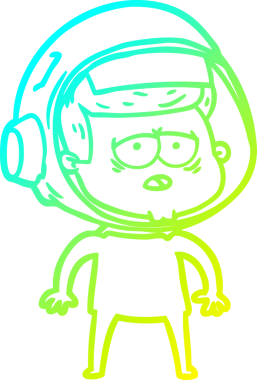 Bir insan tarafından çizilmiş soğuk gradyan çizgi çizimi yorgun astronot