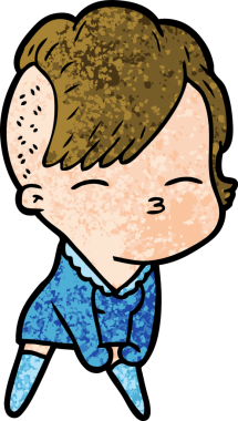 Bir insan tarafından çizilmiş şaşı çizgi film kızı.