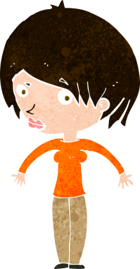 Bir insan tarafından çizilmiş omuz silken bir karikatür kadın.