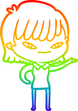 gökkuşağı gradyan çizimi bir insan tarafından çizilmiş bir karikatür kadın