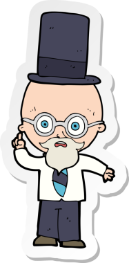 Bir insan tarafından çizilmiş silindir şapkalı bir adamın çıkartması.