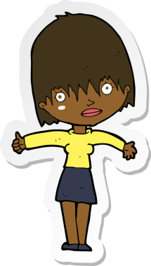 Bir insan tarafından çizilmiş meraklı bir karikatür çıkartması.