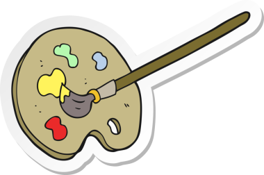 Bir insan tarafından çizilmiş bir karikatür ressamı paleti.