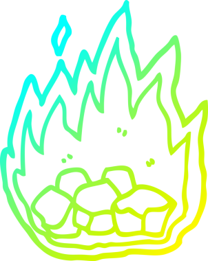 Bir insan tarafından çizilmiş soğuk gradyan çizgi roman çizimi korkunç yanan cadılar bayramı kömürü