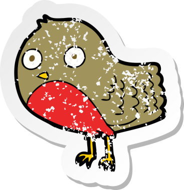 Bir insan tarafından çizilmiş robin çizgi filminin gerilimli yapıştırması.