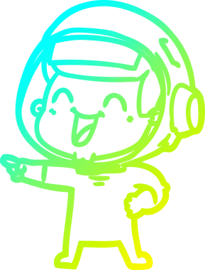 Bir insan tarafından çizilmiş mutlu bir astronotun soğuk gradyan çizimi.