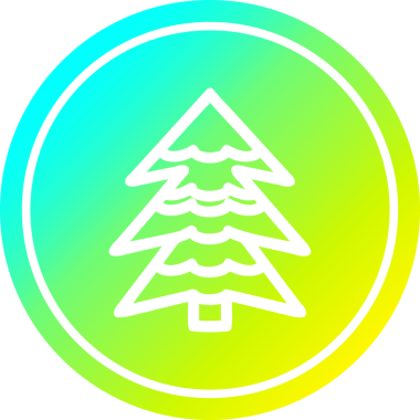 Bir insan tarafından çizilmiş havalı gradyan çizgili karlı ağaç dairesel simgesi