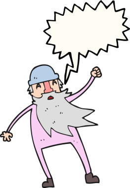 Bir insan tarafından çizilmiş termal iç çamaşırlı yaşlı adam.