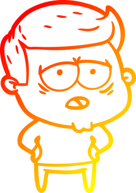 Bir insan tarafından çizilmiş, yorgun bir adamın çizgi çizimi.