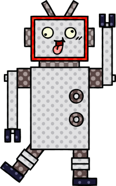 Bir insan tarafından çizilmiş çılgın bir robotun çizgi romanı.