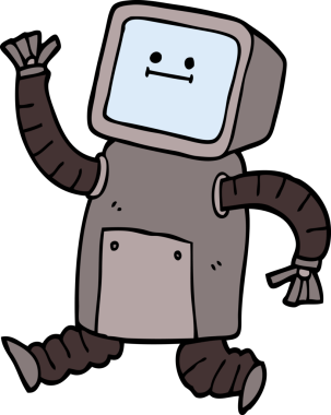 Bir insan tarafından çizilen el çizimi karikatür robot.