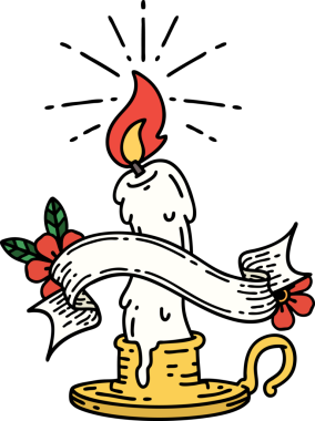 Bir insan tarafından çizilmiş, dövme stili ürkütücü erime mumlu parşömen.