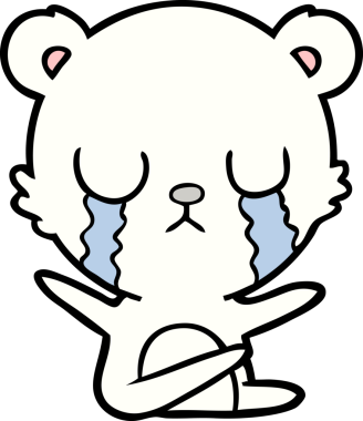 Bir insan tarafından çizilmiş üzgün küçük kutup ayısı çizgi filmi.