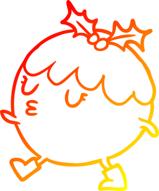 Bir insan tarafından çizilmiş sıcak bir Noel pudinginin çizimi