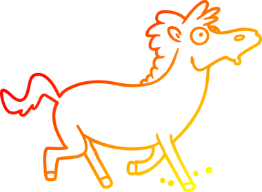 Bir insan tarafından çizilen çizgi film koşu atının sıcak çizgi çizimi