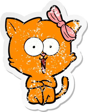 Bir insan tarafından çizilmiş karikatür bir kedinin sıkıntılı çıkartması.