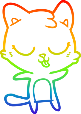 Gökkuşağı gradyan çizgisi bir insan tarafından çizilmiş şirin bir çizgi kedi çizimi