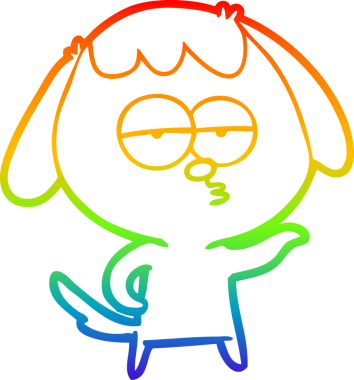 gökkuşağı gradyan çizgi çizimi bir insan tarafından çizilmiş sıkılmış bir köpek