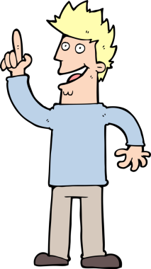 Bir insan tarafından çizilmiş yeni bir fikri olan bir çizgi film adamı.