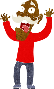 Çizgi film ihtiyarı bir insan tarafından korkutuluyor.