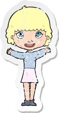 Bir insan tarafından çizilmiş bir karikatür kadının gerilmiş çıkartması.