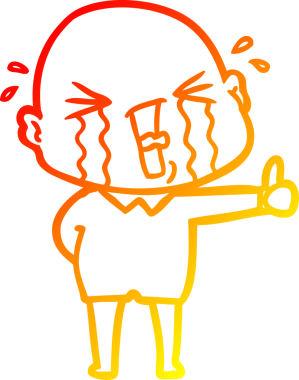 Bir insan tarafından çizilmiş, ağlayan kel bir adamın çizgi çizimi.