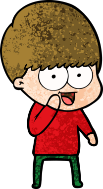 Bir insan tarafından çizilmiş mutlu çizgi film çocuğu.