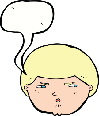 Bir insan tarafından çizilmiş konuşma baloncuğuyla rahatsız bir adam.