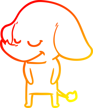 Bir insan tarafından çizilmiş gülümseyen bir filin sıcak çizgi çizimi