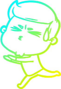 Bir insan tarafından çizilmiş terleyen bir çizgi film karakteri çizimi.